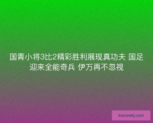 国青小将3比2精彩胜利展现真功夫 国足迎来全能奇兵 伊万再不忽视