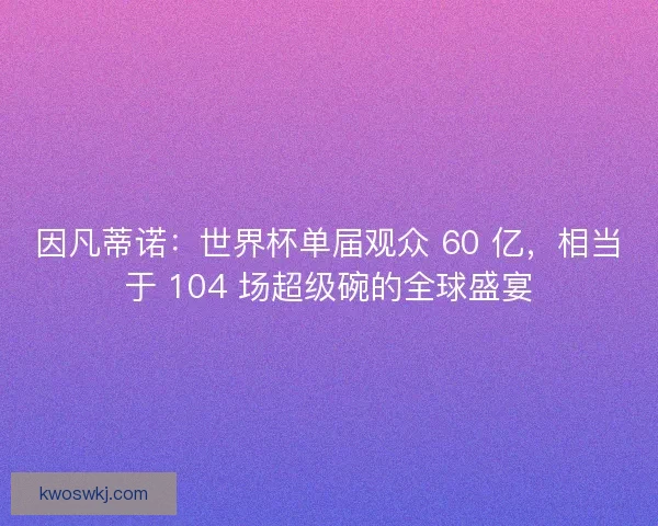 因凡蒂诺：世界杯单届观众 60 亿，相当于 104 场超级碗的全球盛宴