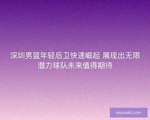 深圳男篮年轻后卫快速崛起 展现出无限潜力球队未来值得期待