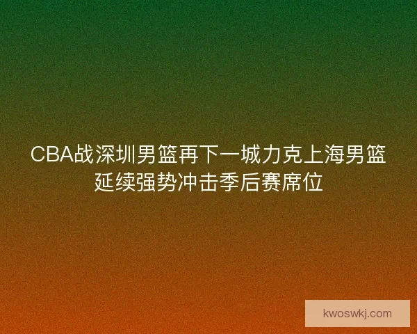 CBA战深圳男篮再下一城力克上海男篮延续强势冲击季后赛席位