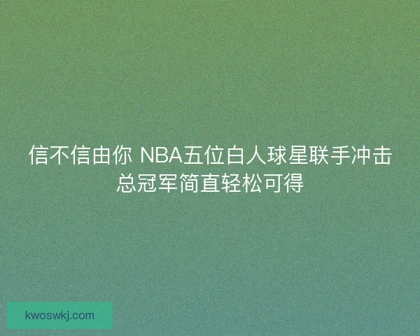 信不信由你 NBA五位白人球星联手冲击总冠军简直轻松可得