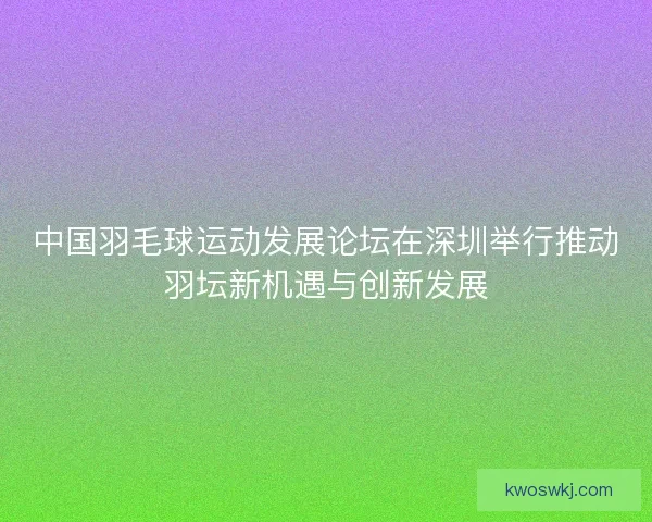 中国羽毛球运动发展论坛在深圳举行推动羽坛新机遇与创新发展